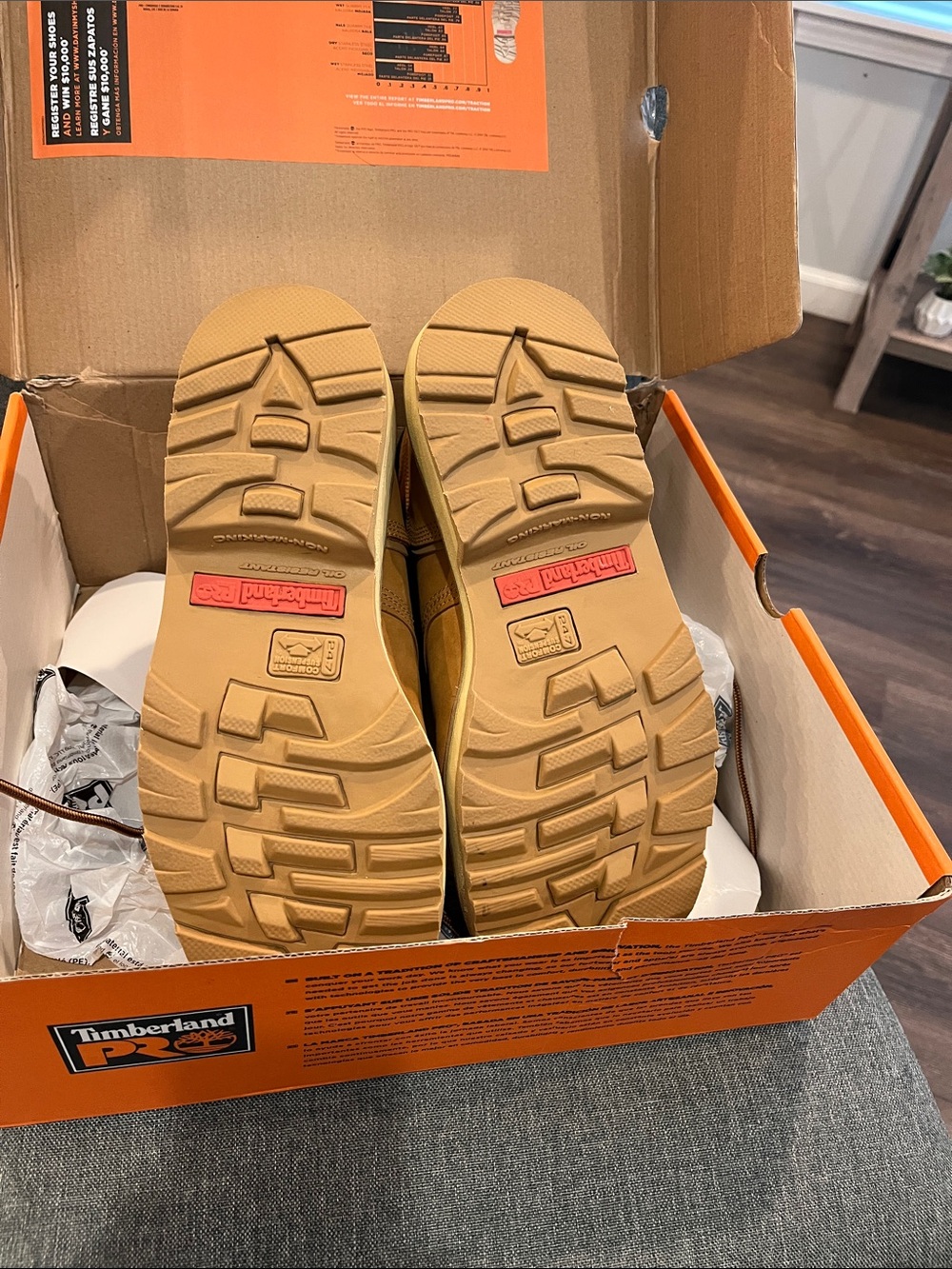 Timberland PRO Wheat/Tan Men's Steel Toe Work Boots - Picture 4 of 6